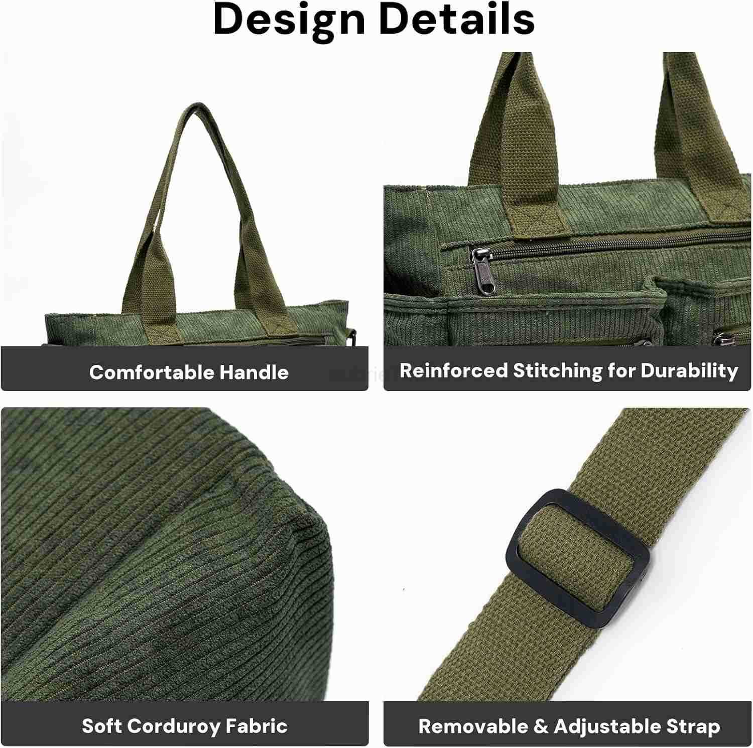 Corduroy Tote Bag for Women Top Handle Crossbody Purse Travel Shoulder Bag Work Handbag Everyday tote bag for schoolZ250920