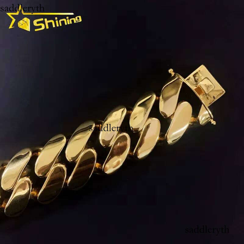 Fashion Jewelry Heavy Big Size 30MM Width Brass Plain Link Gold Plated Rapper Miami Cuban Chain Bracelet