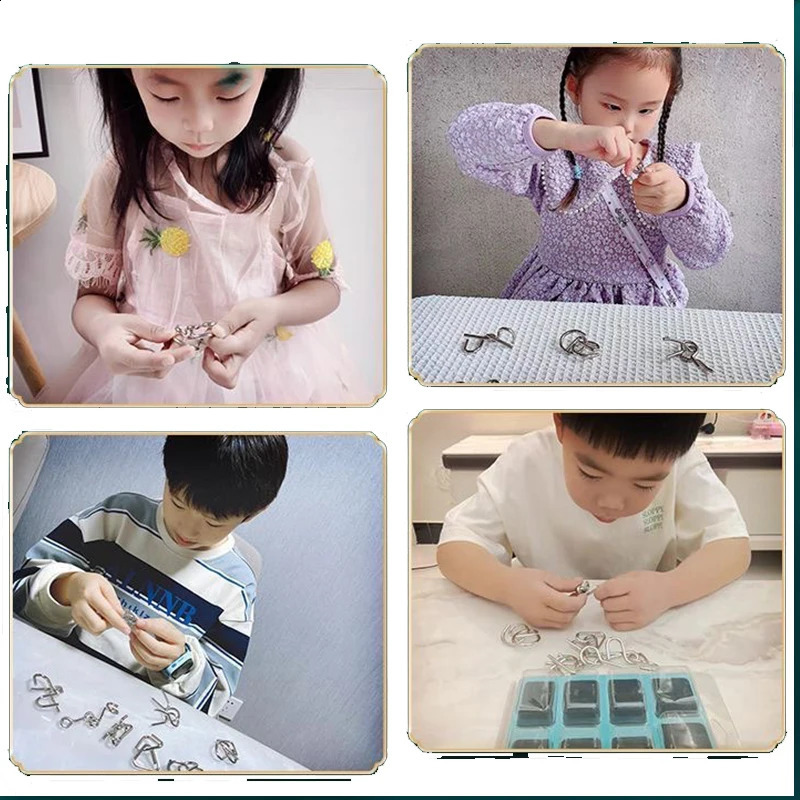 Nine link Metal Childrens Puzzle Toy Adult Ieisure Stress Reducing Intelligence Buckle 8piece Set With Detachable Buckle 250919
