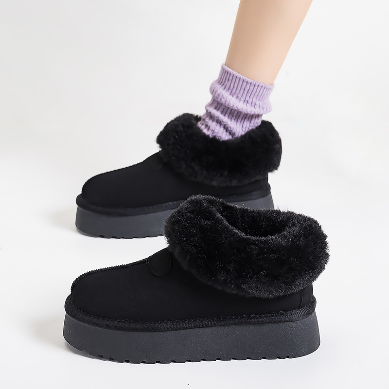 Free Shipping 2025 Winter Women's Platform Snow Boots Slip-On Plush Lined Thermal Slip-Resistant Fashion Booties