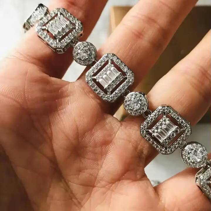 Customized Trend 925 Sterling Silver Moissanite Tennis Chain Mens Hip Hop Necklace