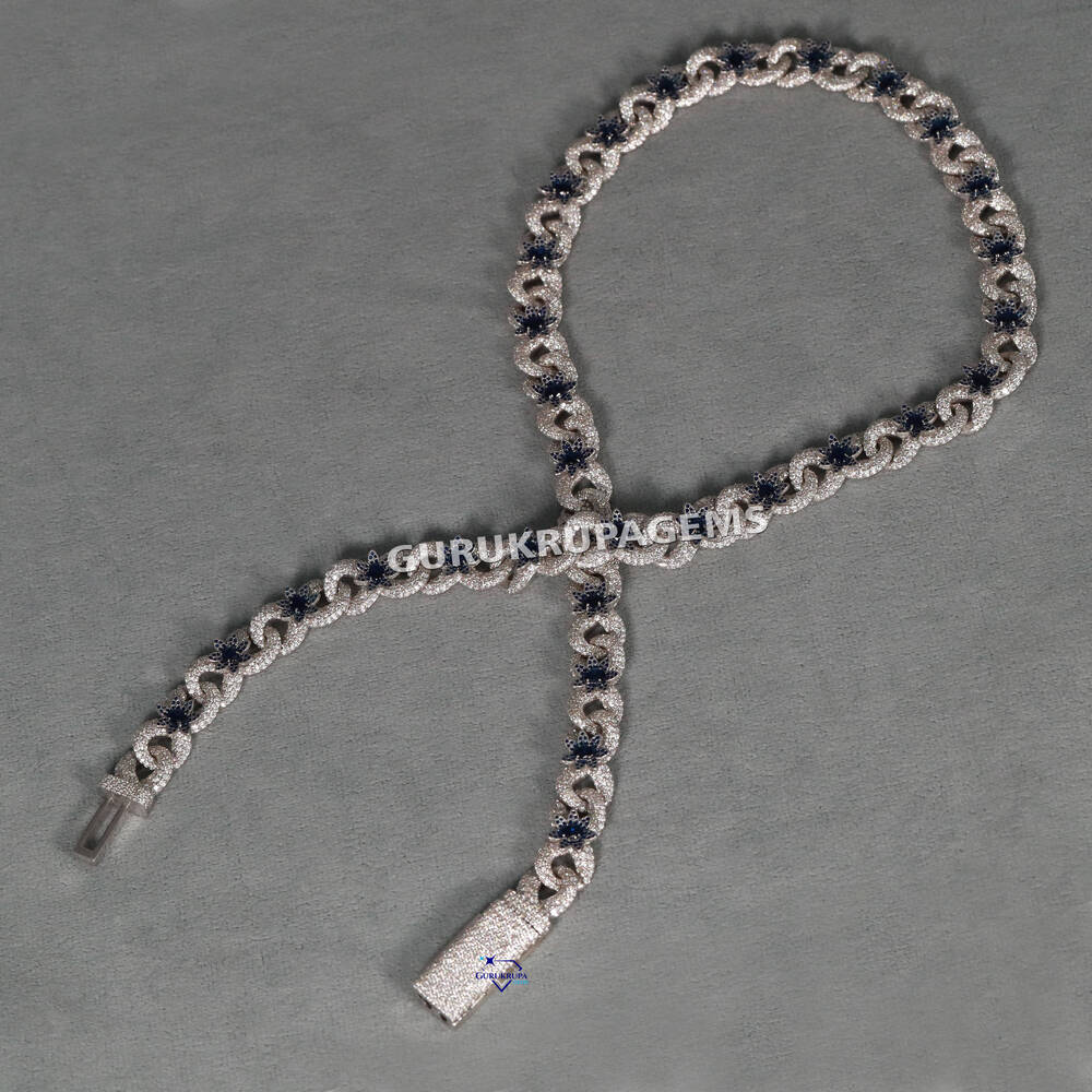 Dazzling Cuban Chain for Mens Meticulously Crafted From 925 Sterling Silver with Gleaming Moissanite Diamonds and Vvs Clarity