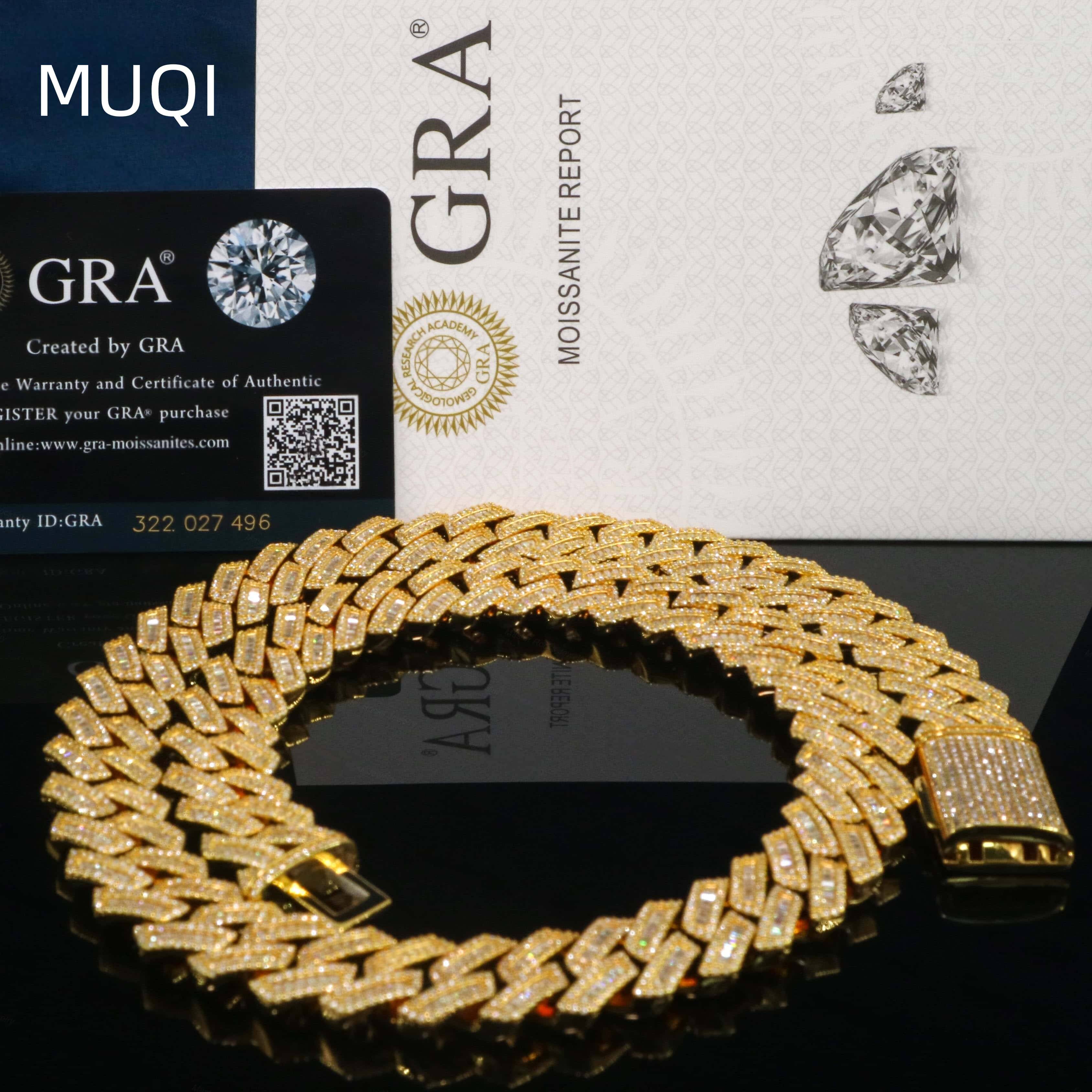 Exclusive Design of 614mm Moissanite for Both Men and Women 18K Gold and Silver Icecooled Bracelet and Necklace Set