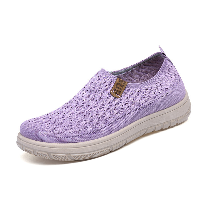 Women's New Knitted Elastic Thick Breathable Non-Slip Mom Soft Sole Versatile Loafers Casual Shoes