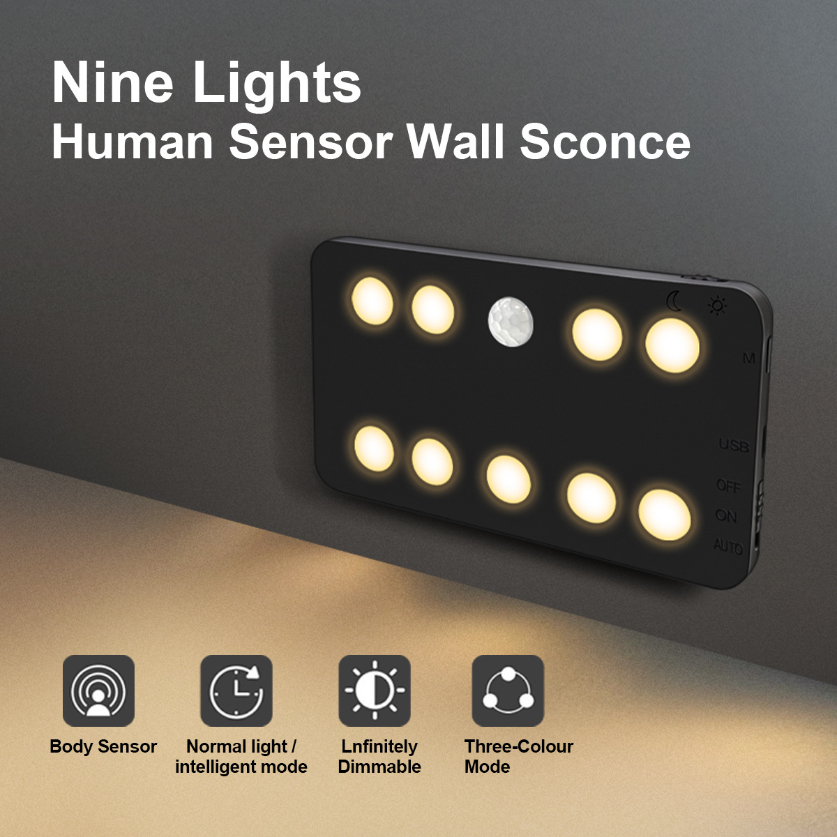 Smart Home Lighting Solution Wireless Hanging Lights, Dual-Magnet Design, Touchless Operation Suitable for Bedrooms/Hallways-HCP260