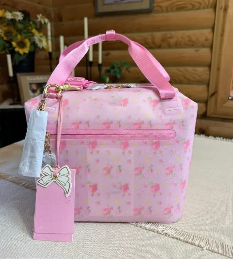 Cooler Bag Lunch Box All Day Julienne Floral Mini Soft 10 Can Cooler with Handles and Strap 12 Hour Cooling Travel Bag Love Shack Fancy Ibiza Sunset