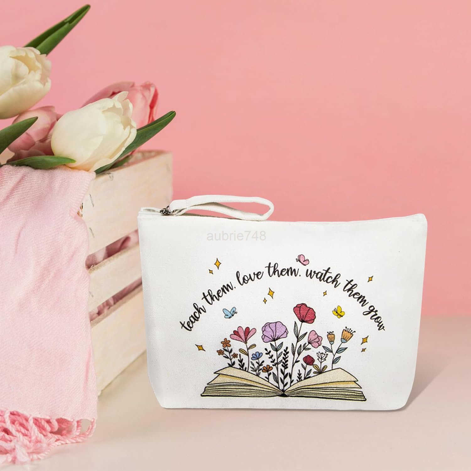 Teacher Appreciation Gifts for Women Teacher Pencil Pouch Makeup Bag Cosmetic Bag Back to School Gifts for Preschool Teachers Colorful FlowerZ250920