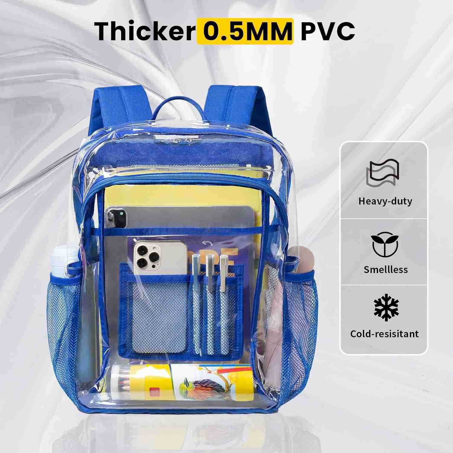 Vorspack Clear Backpack Heavy Duty Clear Book Bag with Multipockets Large See Through Backpack for College Workplace BlackZ250920