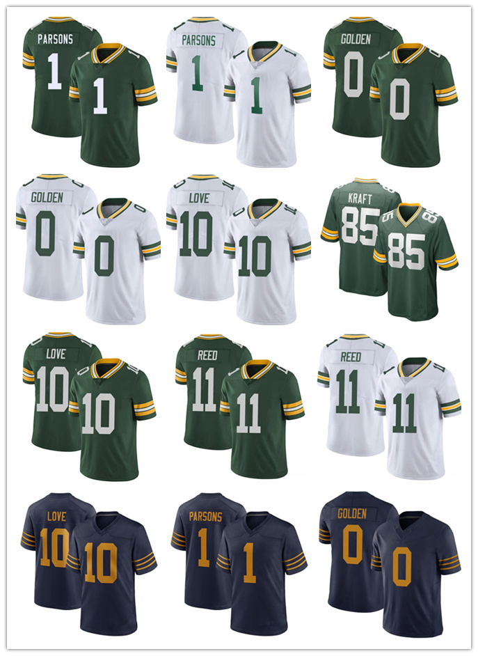 NFL Packers 1 Micah Parsons Love Josh Jacobs Xavier McKinney Lukas Van Ness Kenny Clark Evan Williams Dontayvion Wicks Walker Romeo Doubs Matthew Football Jersey