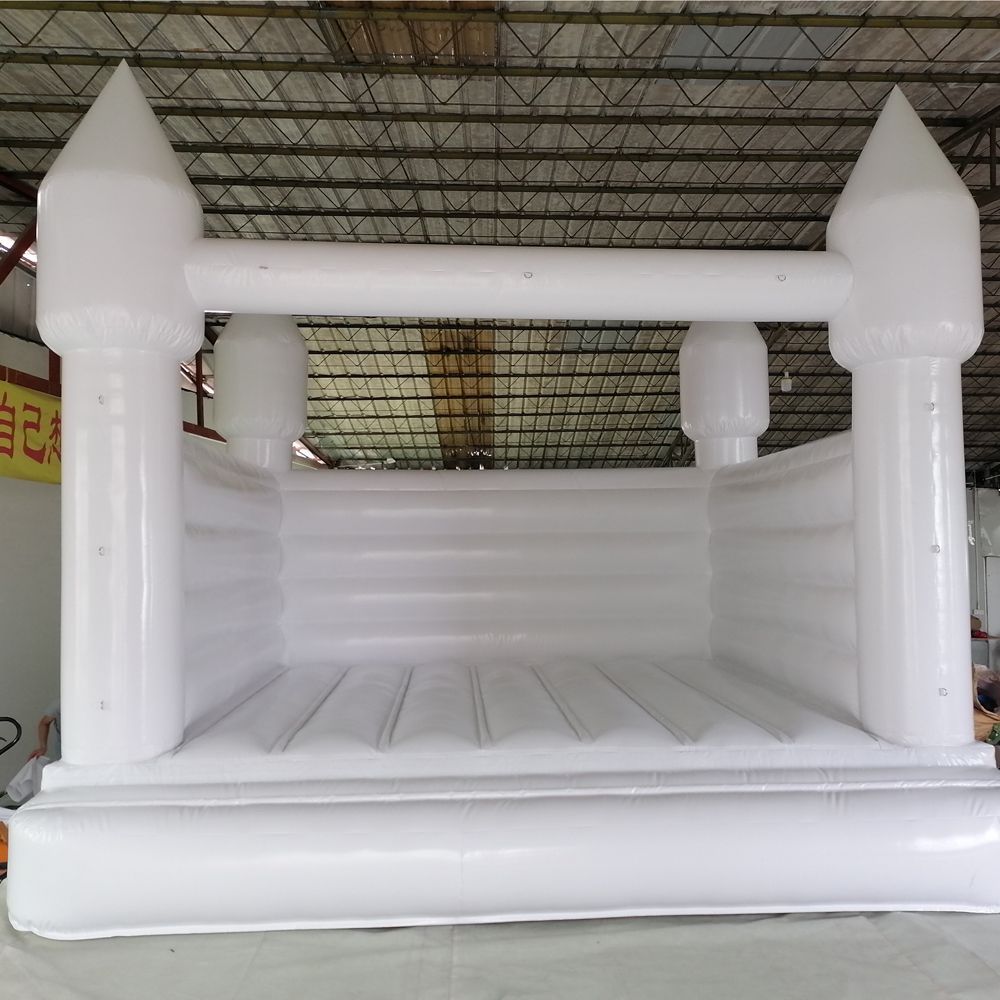 Modern kids adult inflatable white bounce house Commercial grade PVC bouncy castle CE wedding bouncer with sun protection cover for sale