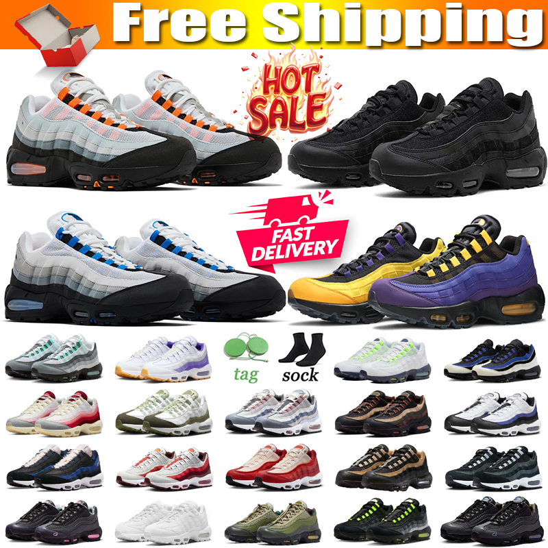 Top Free Shipping Mens 95 95s Neon designer Running Shoes Classic Triple Black White Yellow Cool Grey Olive Midnight Navy Men Trainers Sports Sneakers