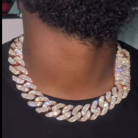 Customized Trend Iced Out VVS Hiphop 3 Color 18mm Miami Cuban Necklace 925 Sterling Silver Bling Cuban Chain