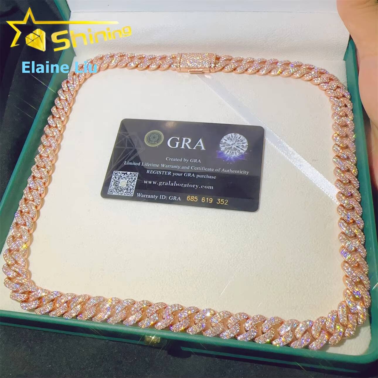 High Quality Hip Hop Iced Out Customized Trend Fine Jewelry Diamond 12MM 925 Sterling Silver Moissanite Miami Cuban Link Chain Necklace