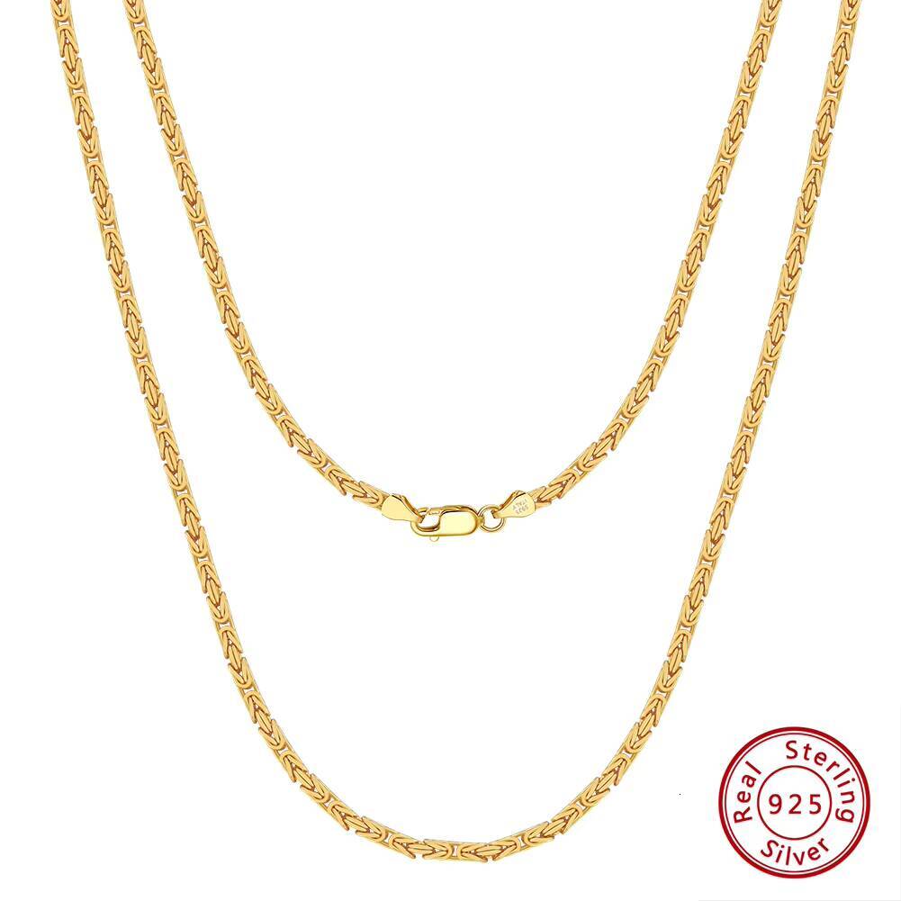 RINNTIN SC79 Classic Mens 18K Gold Plated Byzantine Chain Necklaces New Arrival 925 Sterling Silver 25mm Chain Necklace for Men