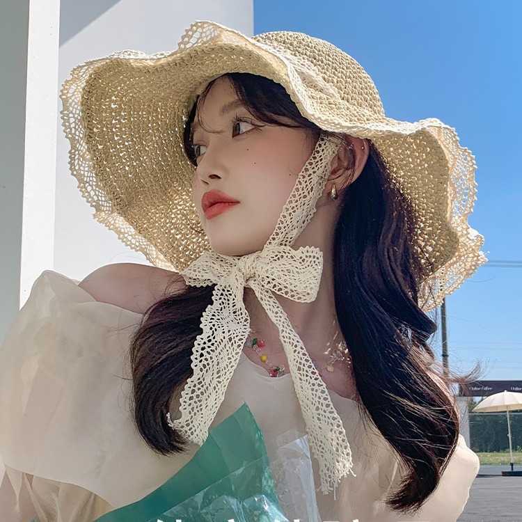 Summer Essential: Elegant Wide-Looking Straws Feminine Beach Cover-up Headwear