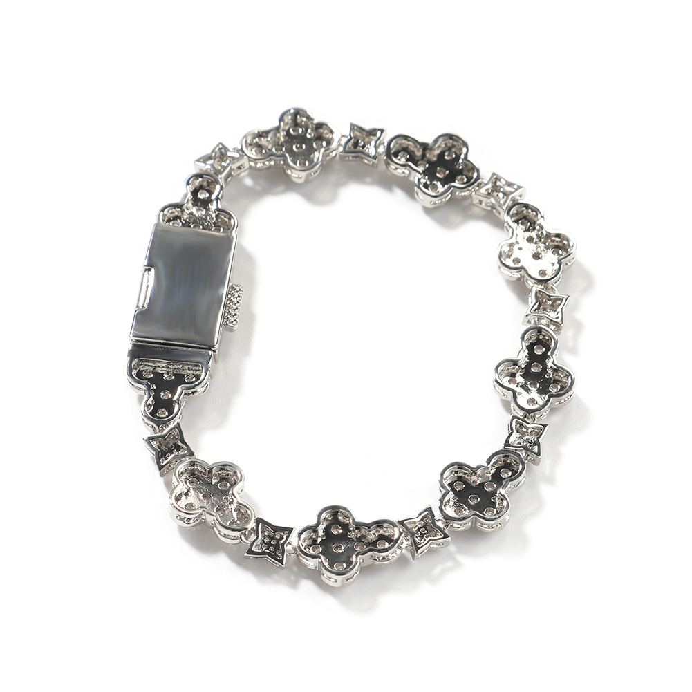 New Simple Fashion 10mm Cross Flower Bracelet with Micro Paved Zircon, Elegant and Shiny Jewelry - view 4