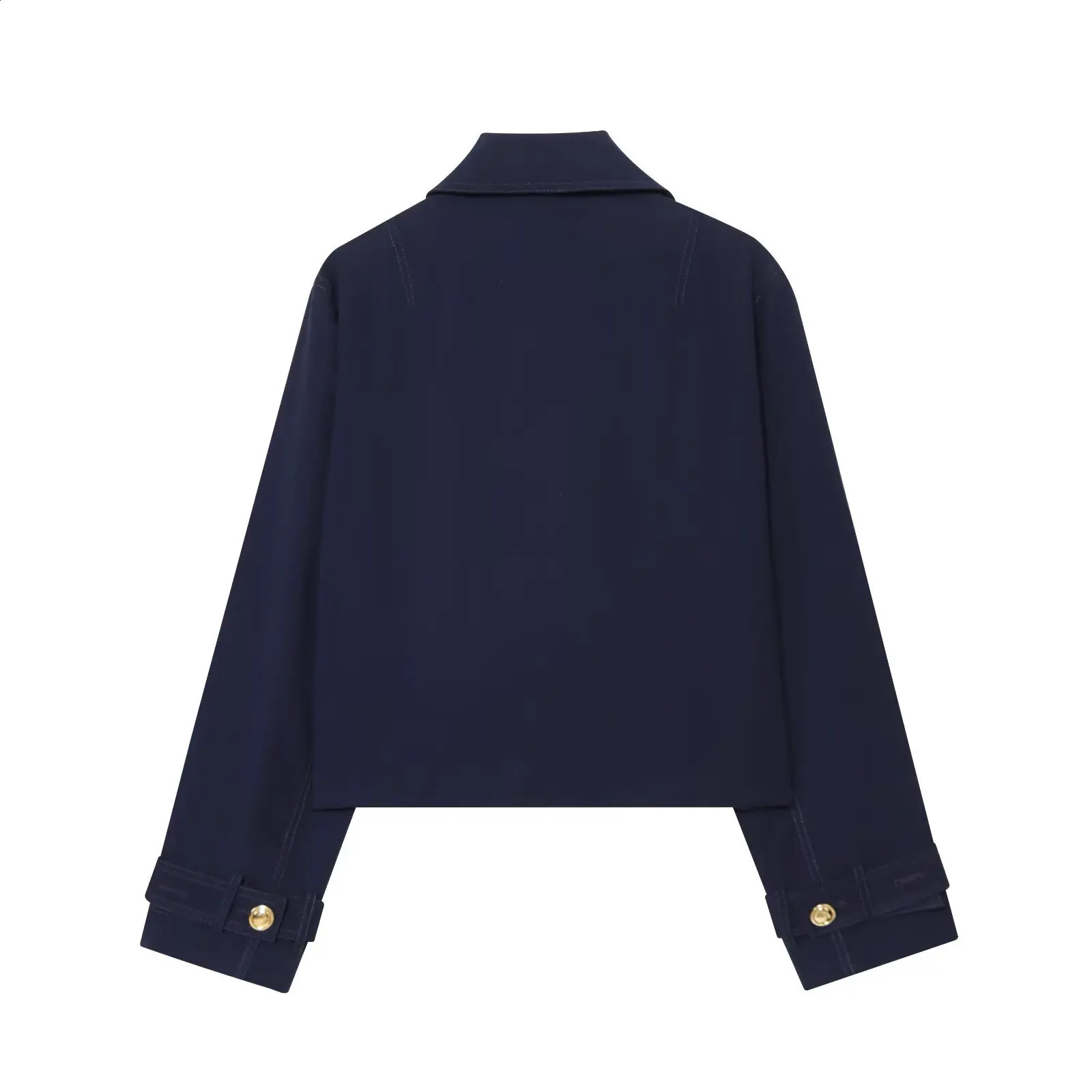 TRAF solid color simple autumn item womens commuting versatile double breasted long sleeved short jacket 250923