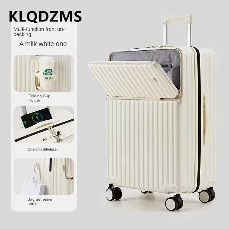 KLQDZMS Mens Suitcase USB Charging Boarding Box 20 Inch Boarding Box 2224 Trolley Case 2628 Womens Carryon Travel Luggage W250920