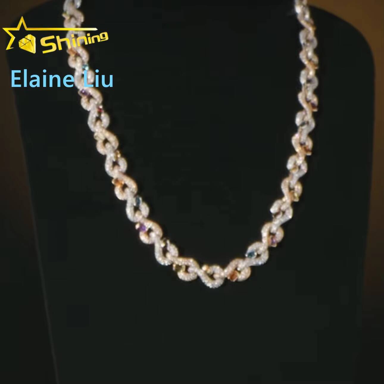 Iced Out 925 Sterling Silver Moissanite Fine Jewelry Luxury Fashion Hip Hop Cuban LinkMiami Cuban Link Chain Necklace