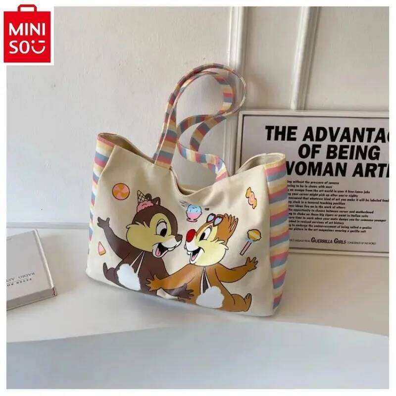 Designer Luxury MINISO Carton Chichitti Fashion Canvas Printed Cute Shoulder Women S Large Capacity Multi Functional Storage Tote Bag