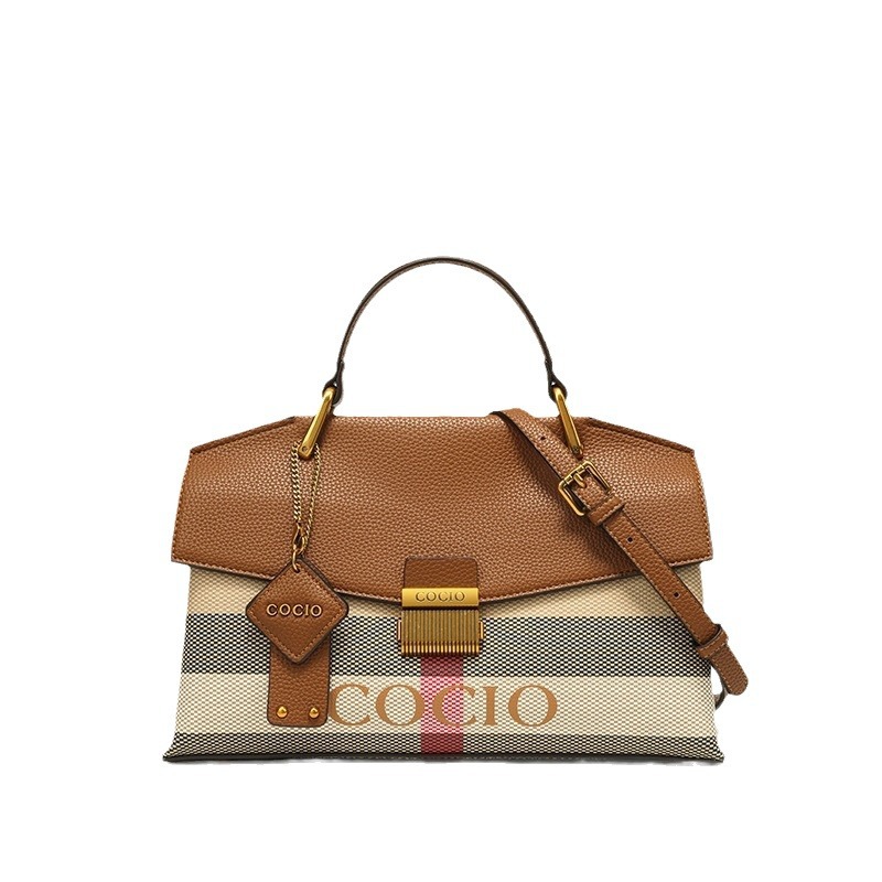 COCIO Plaid Tote for Women Texture Handbag - Simple, Trendy Everyday Shoulder Bag Z260124