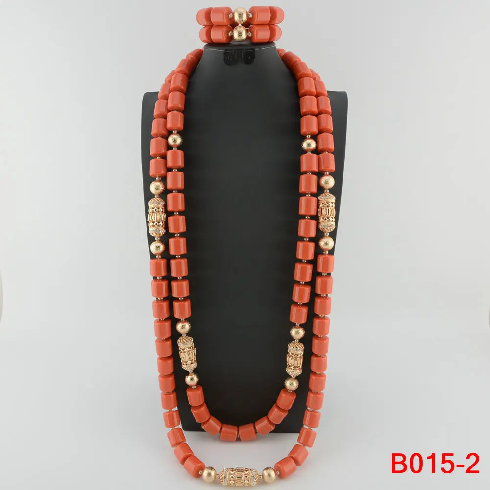 African Beads Wedding Necklace Set Artificial Coral Beads Jewelry Set Wholesale Nigeria Bride Wedding 250920