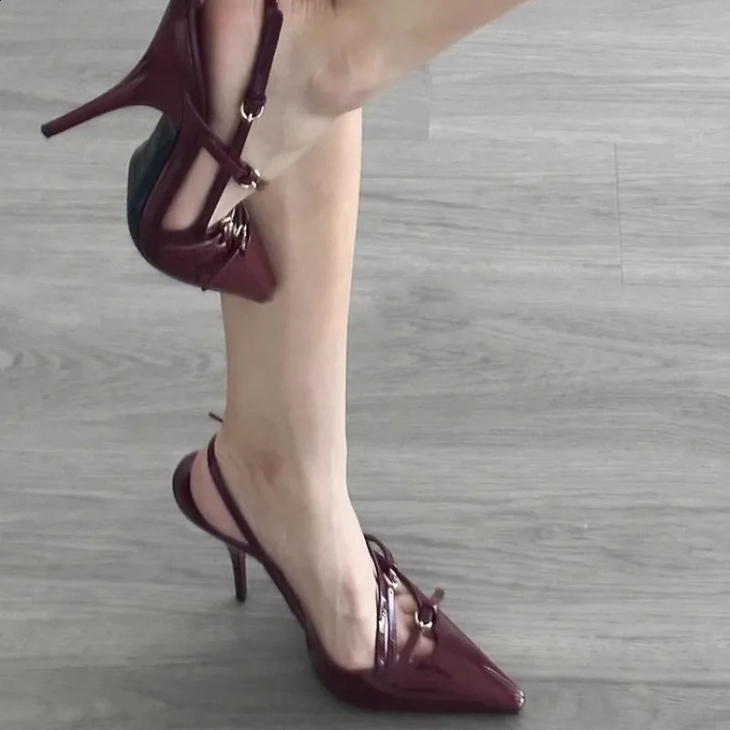 Womens High Heels Fashion Buckle 2024 Womens Shallow Sandals High Heeled250920