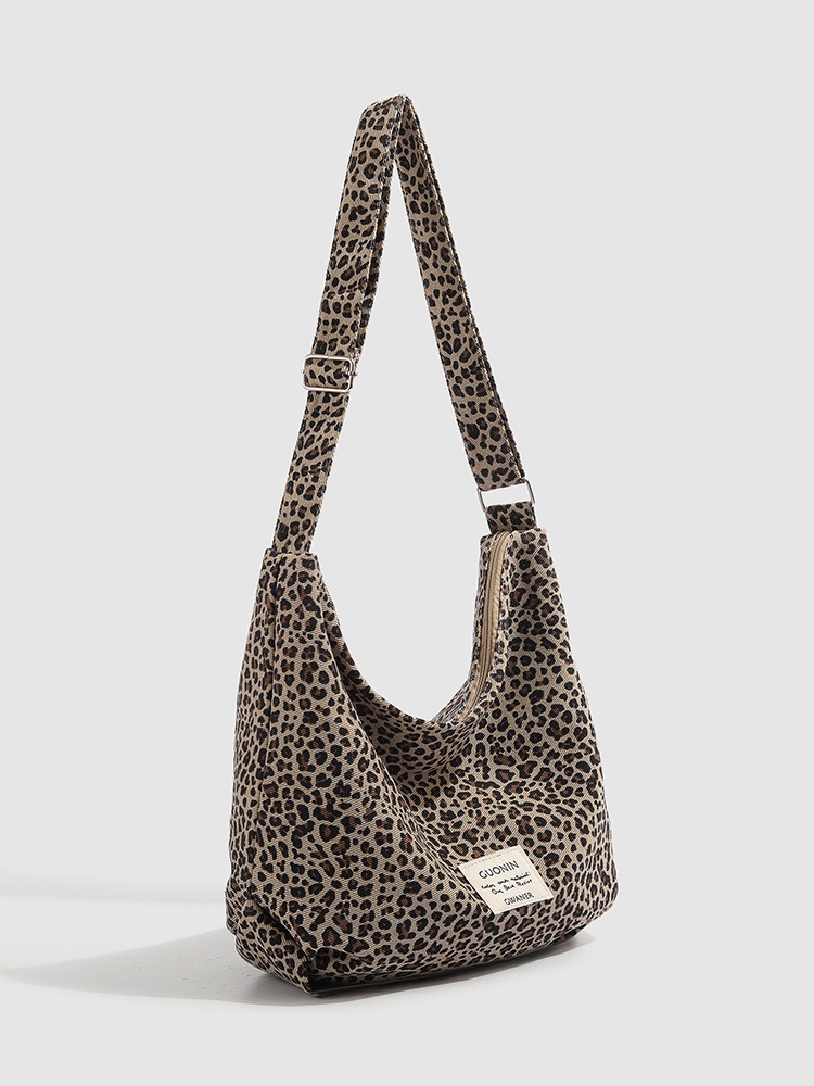 free shipping designer Leopard print canvas bag large-capacity casual single-shoulder crossbody trendy and fashionable