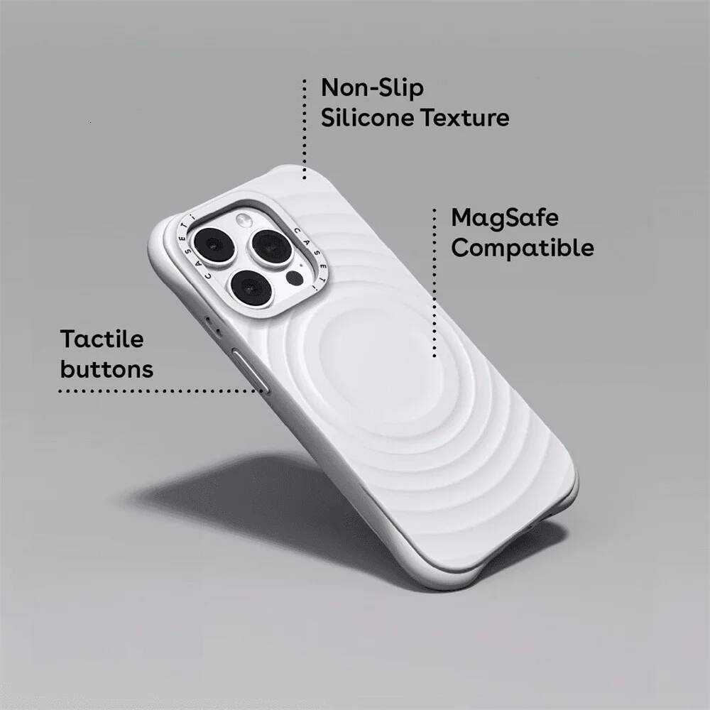 Ripple Silicone Engraved Letters MagSafe Phone 15 14 13 12 Pro Max Magnetic Case for iPhone 16 Plus Cover