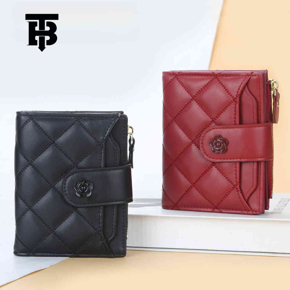 TB BHULAMTE Free Shipping New Designer Women's Bag 2025 Women's Short Wallet Embroidery Buckle Multi Card Slot Wallet Zipper Fashion Ticket 