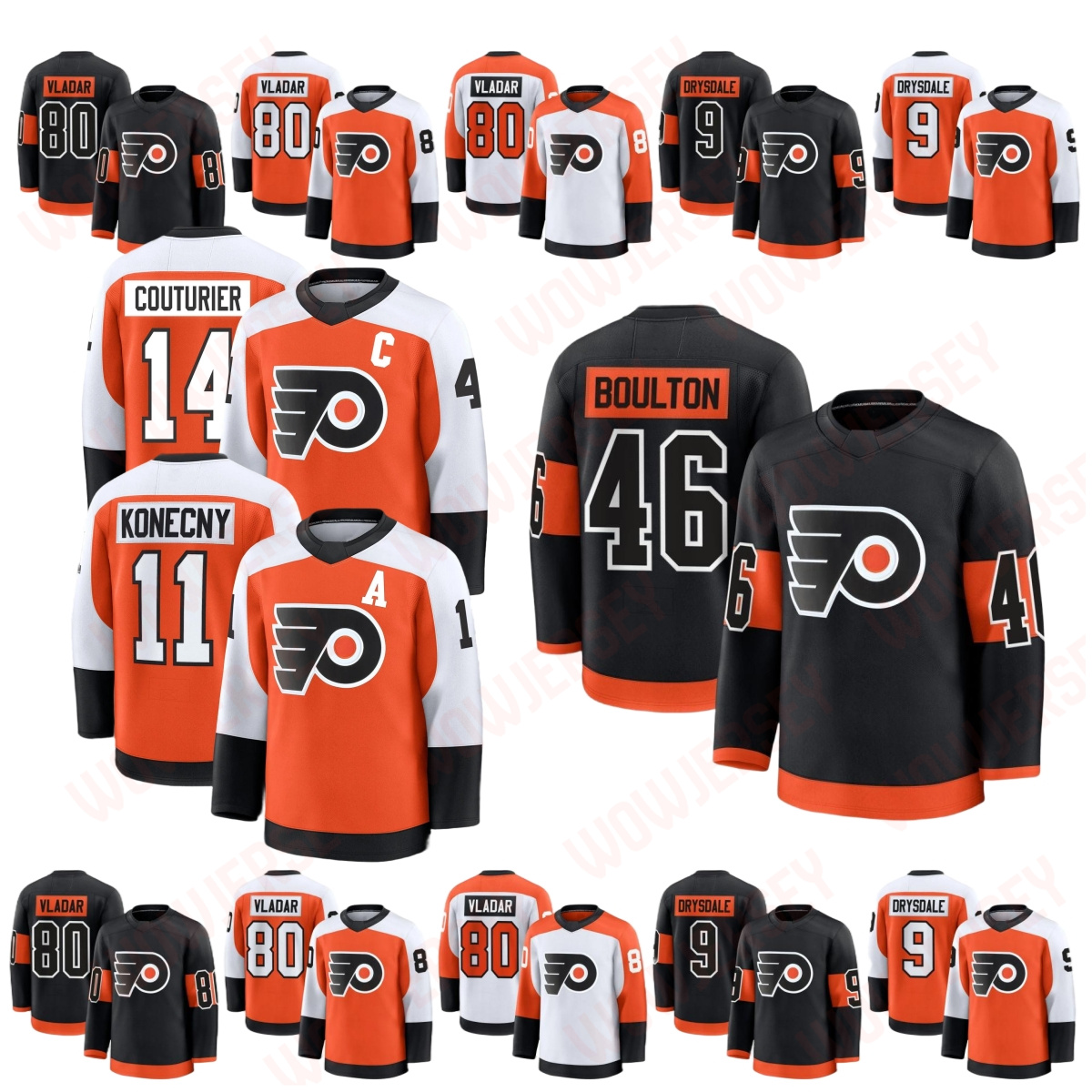 #39 Matvei Michkov flyer jersey #46 Trevor Zegras Porter Martone Noah Cates Sean Couturier Travis Konecny Owen Tippett Bobby Clarke Samuel Ersson Eric Lindros