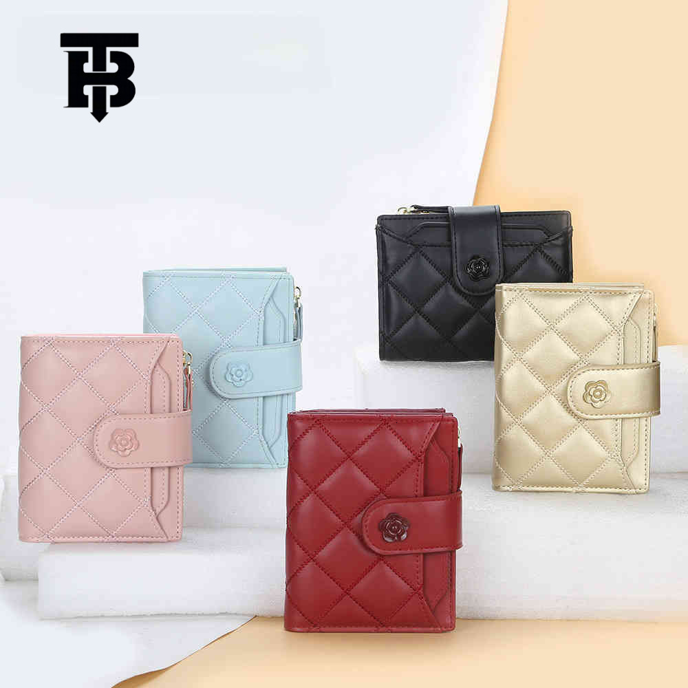 TB BHULAMTE Free Shipping New Designer Women's Bag 2025 Women's Short Wallet Embroidery Buckle Multi Card Slot Wallet Zipper Fashion Ticket 