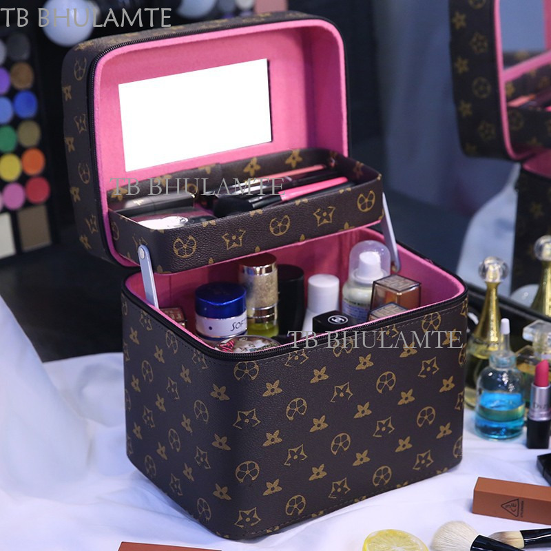 Cosmetic Bag For Women Portable Large Capacity Luxury Designer Free Shipping 2025 New Model Ins Style Makeup Organizer Box With Mirror Zipper Portable