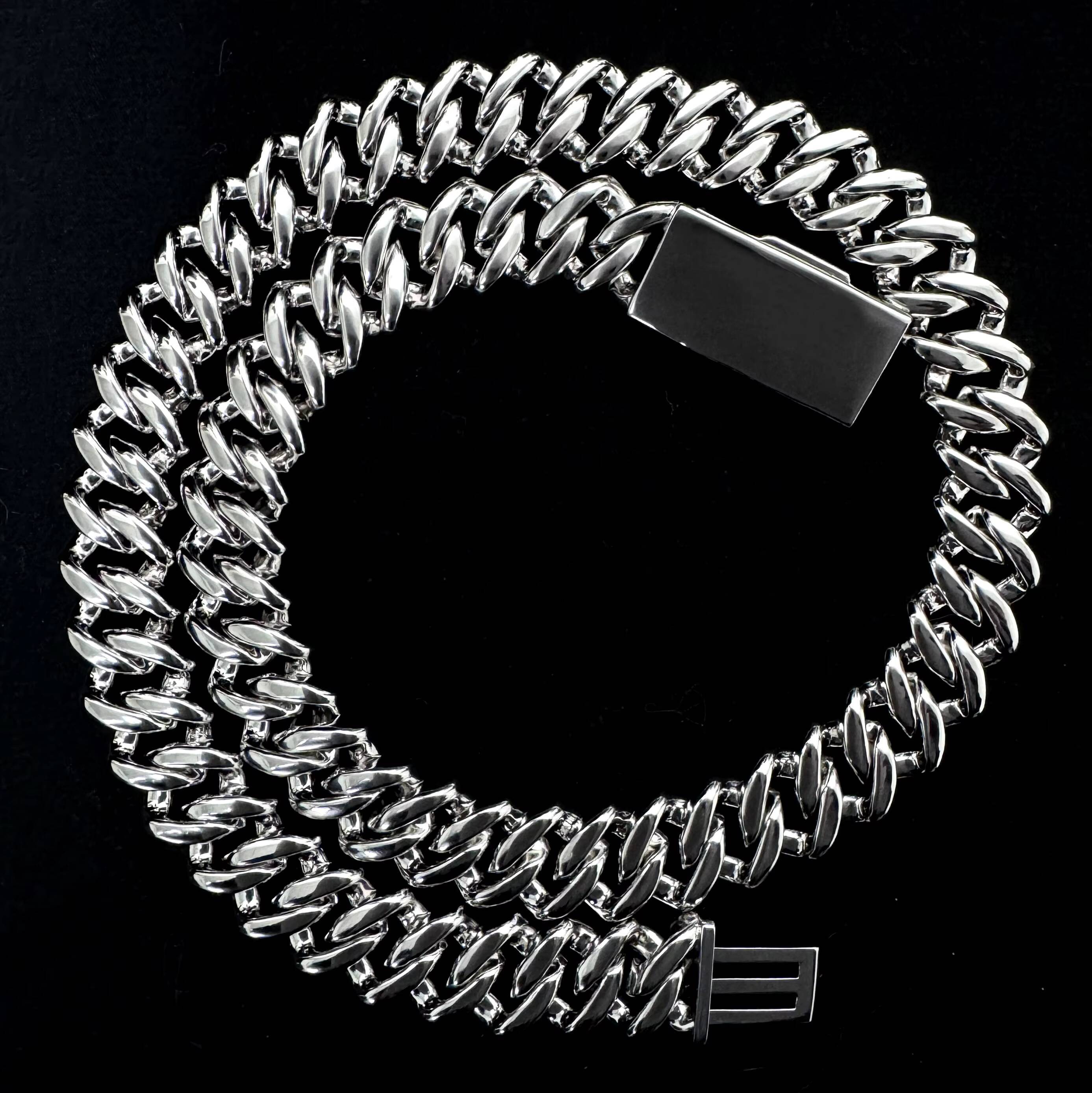 Hiphop Cuban Chain 18mm Baguette VVS Iced Out Moissanite 925 Silver Moissanite Cuban Link Chain