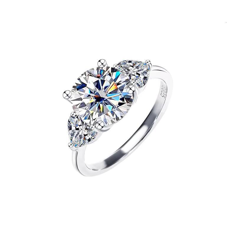 8 Adodo Dainty Jewelry Hot Sale S925 Sterling Silver Three Stone Heart Fine Jewelry Fourclaw 3Ct Moissanite Wedding Ring
