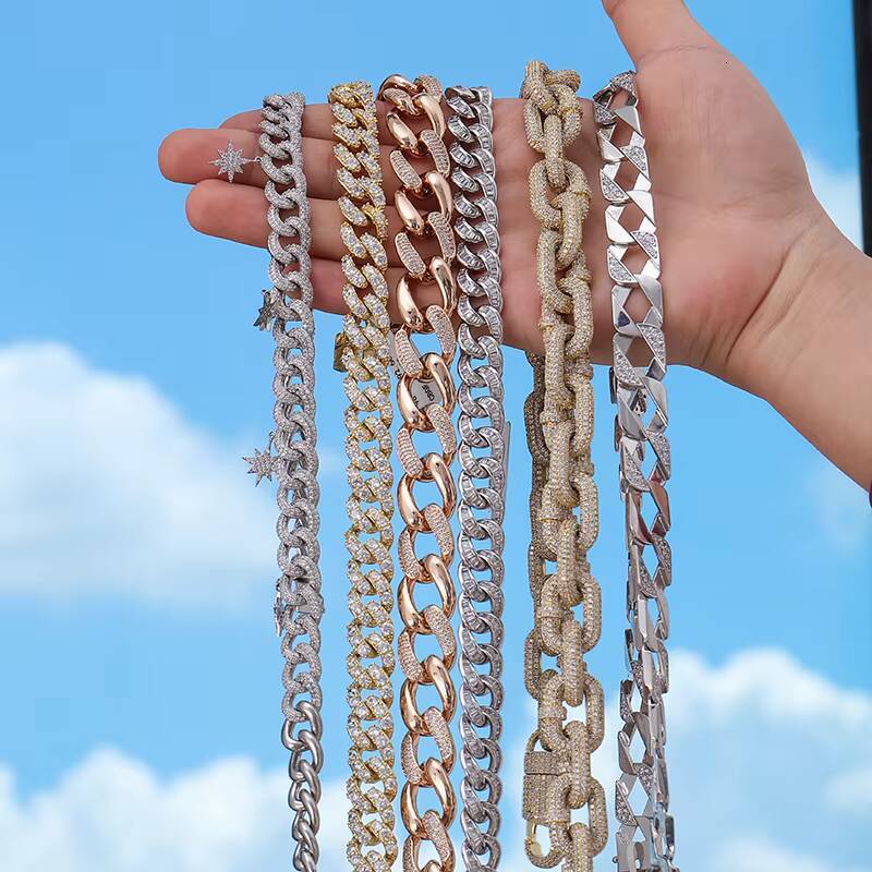 Punk Miami Cuban Choker Necklace for Men Gold Plated Thick Chain Moissanite Hip Hop Big Chunky Statement Collar for Anniversaries