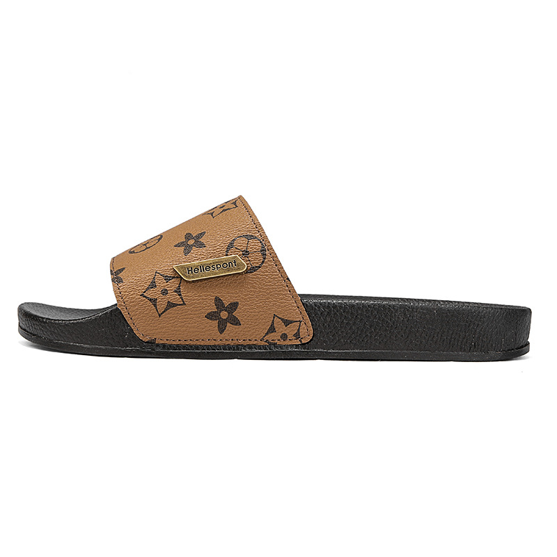 fashionable hot item mens casual versatile indoor outdoor slippers soft sole comfortable beach sandals large sizes 38-45 free shipping khaki brown bla