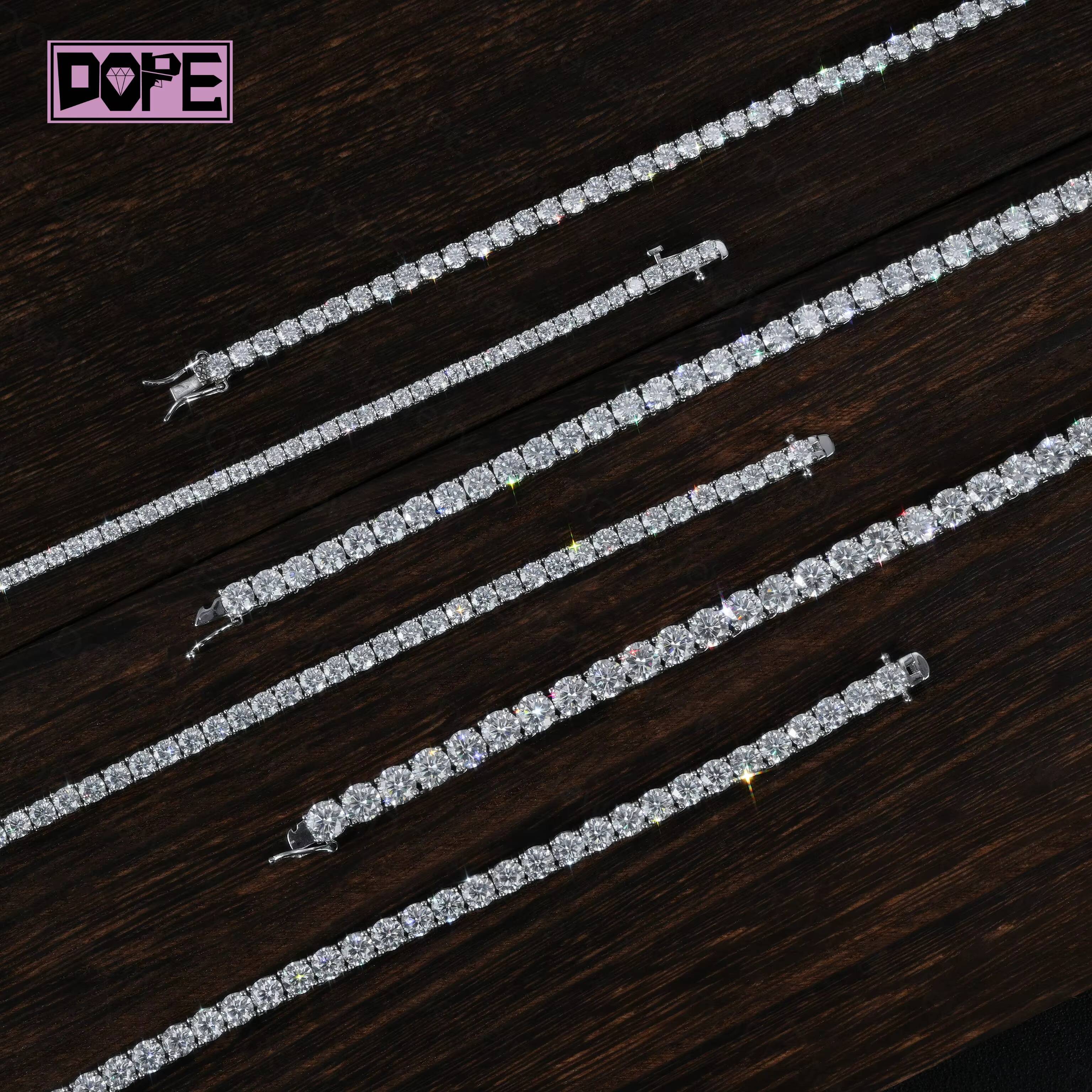 Free Shipping 3mm Moissanite Tennis Chain Necklace 925 Silver Jewelry Bling VVS Moissanite Chain