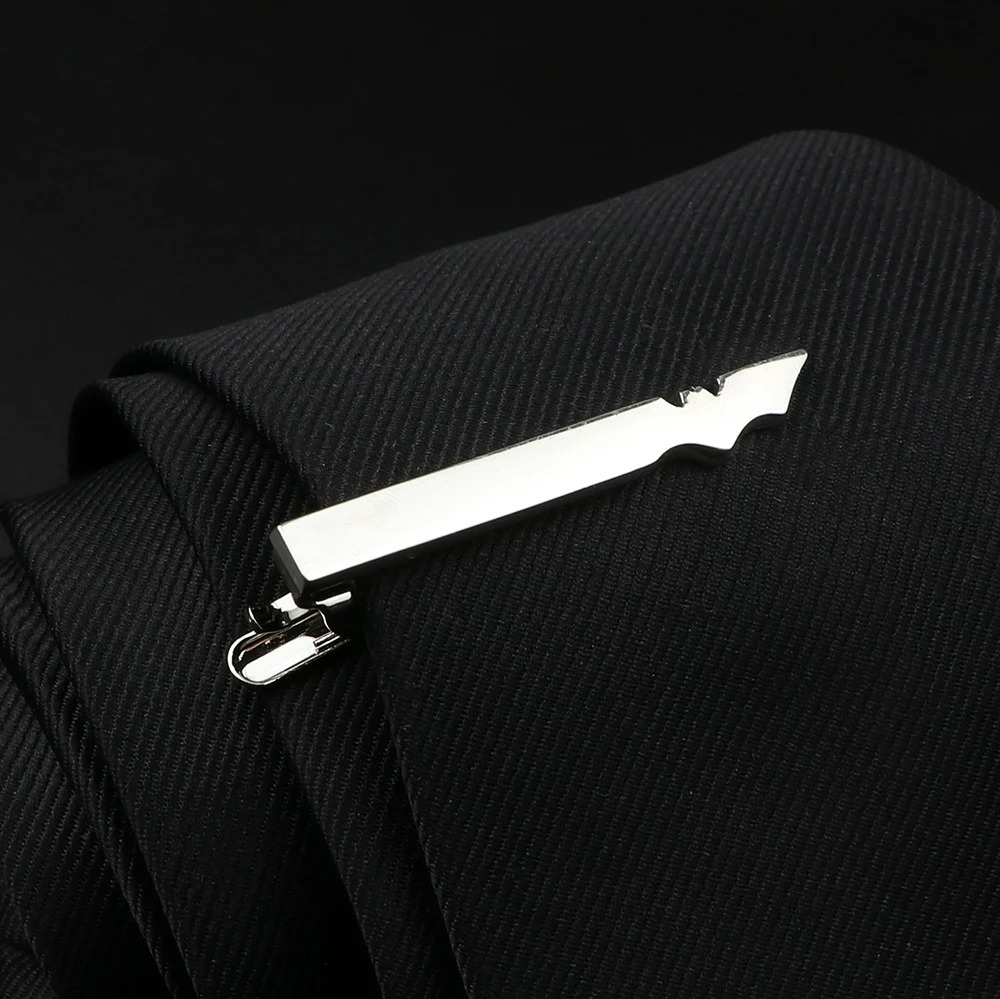 Gold Silver Color Feather Gun Pen Beard Shape Metal Tie Clip For Men Tie Bar Necktie Clips Pin Wedding Tie Men Jewelry Gift 250920