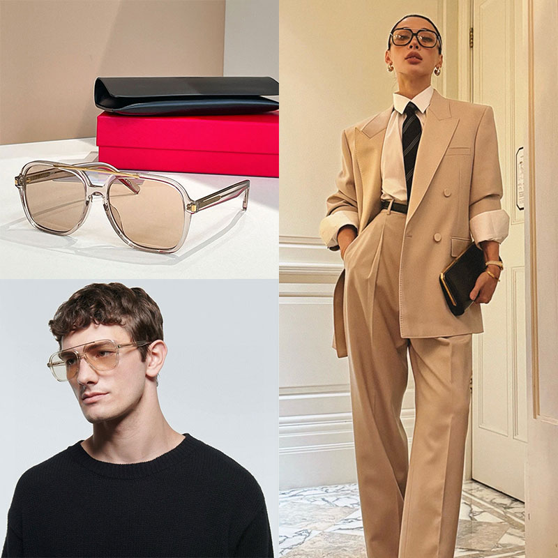 26ss New SL 545 Sunglasses For Women Designed With Geometric Pilot Frames Unique Acetate With Metal Bridge Modern Personalized Fashion Men Sunglasses With Box