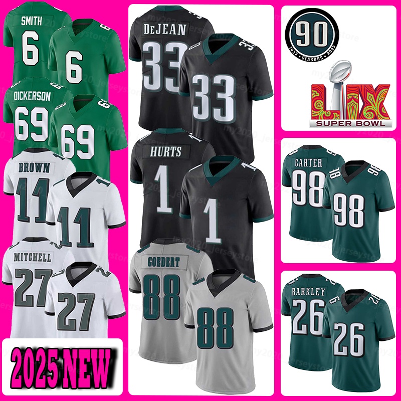 33 Cooper DeJean Football Jerseys 26 Saquon Barkley 1 Jalen Hurts Jalen Carter DeVonta Smith Quinyon Mitchell A.J. Brown Landon Dickerson Dean Dallas Goedert Mailata