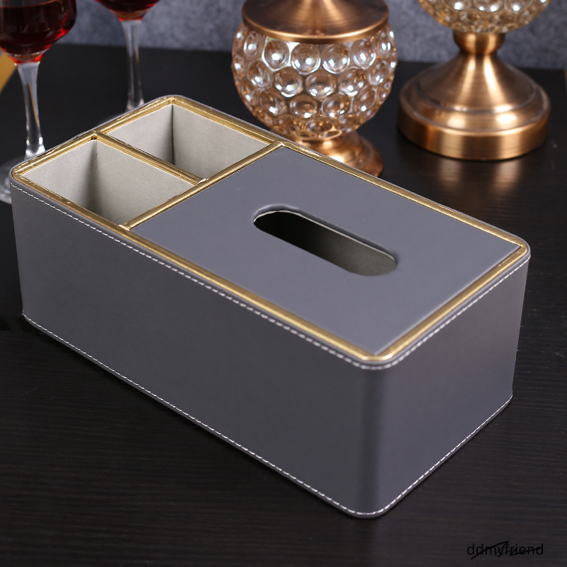 Style Orange Leather Multi-Function Desktop Tissue Storage Box