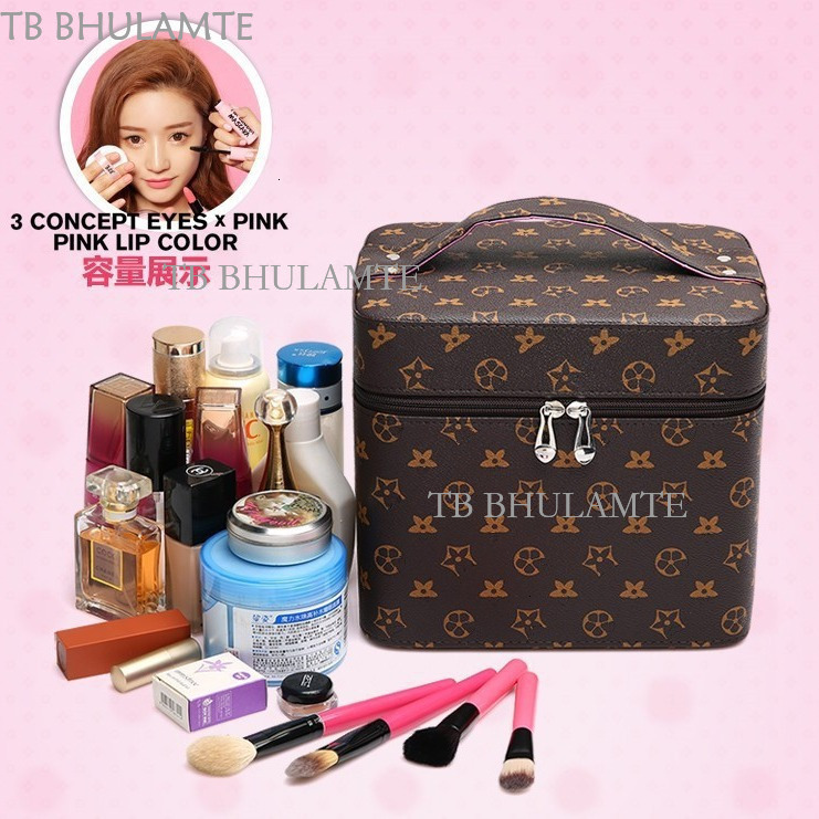 Cosmetic Bag For Women Portable Large Capacity Luxury Designer Free Shipping 2025 New Model Ins Style Makeup Organizer Box With Mirror Zipper Portable