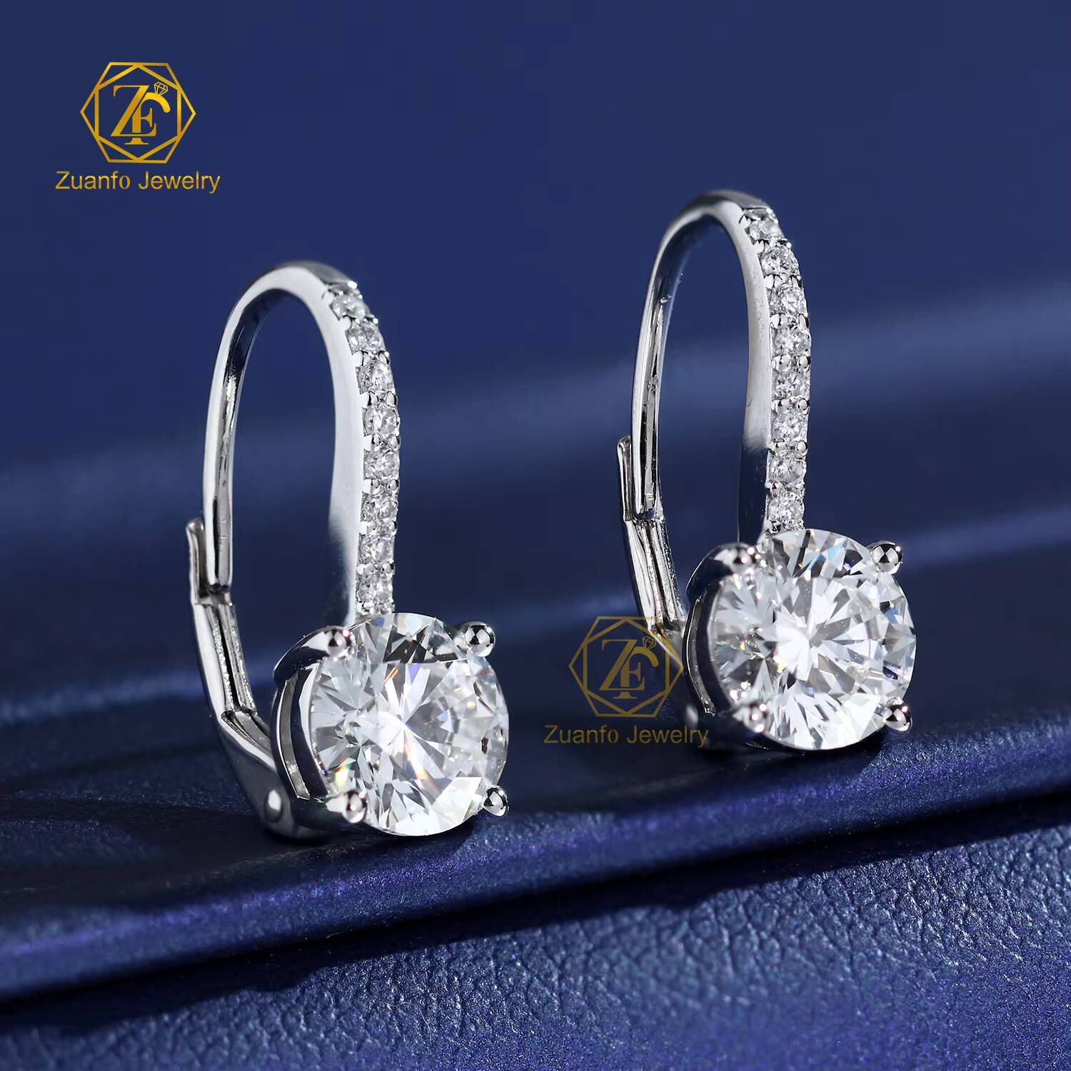 IGI Certified Luxury 14K Solid White Gold Leverback Stud Earrings Fine Dangle Lab Grown Diamond Wedding Gift Certified Earrings