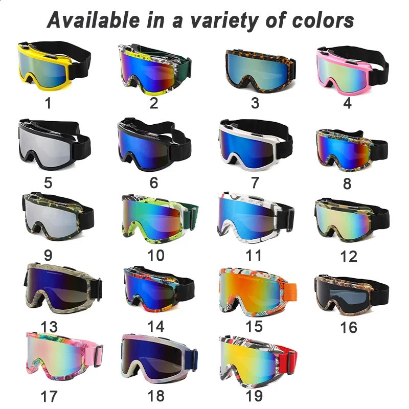 Large Frame Ski Goggles with Colorful Lens AntiCollision AntiGlare for Outdoor Sports Snowboarding and Skiing 250920