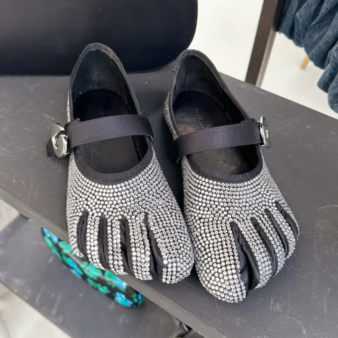 Luxury coperni five finger shoe Womens Loafers Mule Flat Designer mary jane Shoe Leather Casual walk Dress rhinestone tabi shoe Fashion Outdoor sport Run pink Shoes