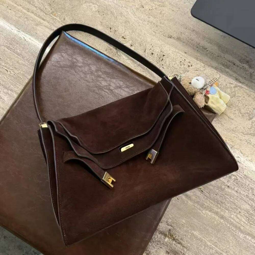 Luxury bag Early Autumn Light Women s New High end Underarm Large capacity Suede Soft Cowhide Commuter Tote Bag