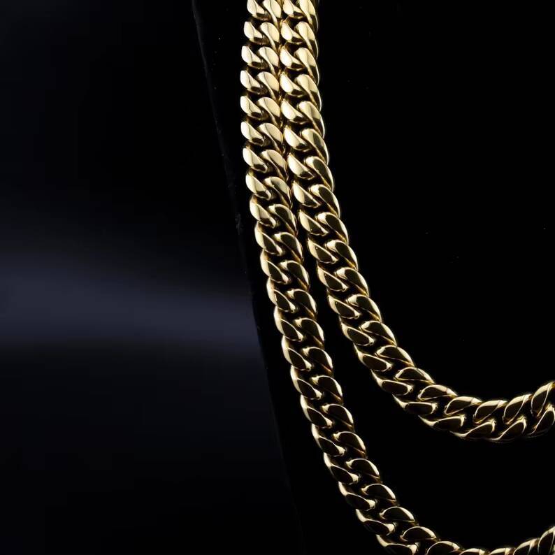 Gold Plated High Quality 81012mm Miami Cuban Necklace 925 Sterling Silver Hiphop Cuban Link Chain
