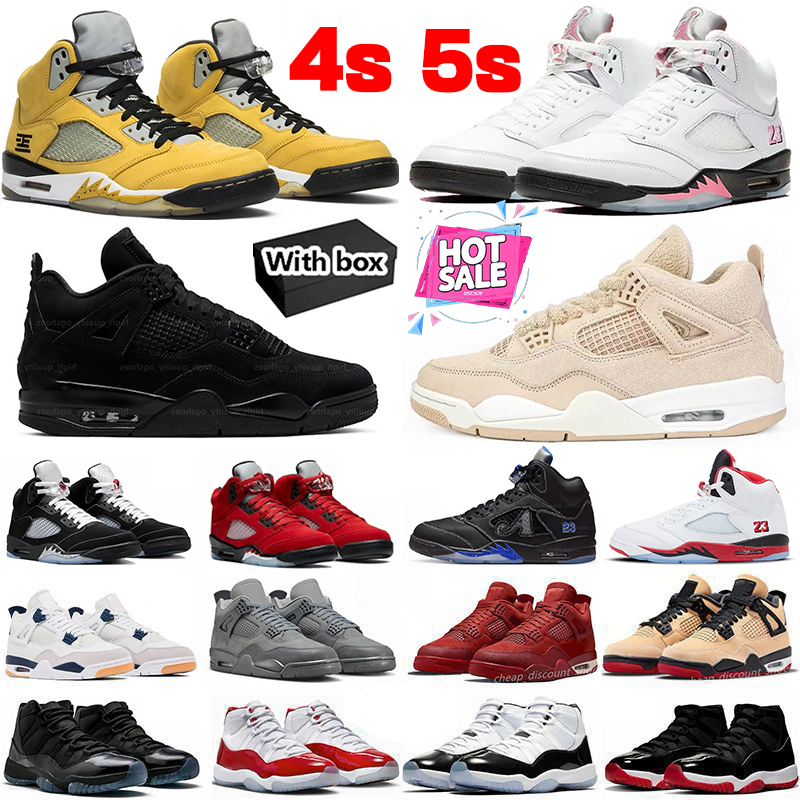 Designer Basketball shoes 4s Cozy Gir black cat 5s Tokyo 11s Pizza cave stone white cement Thunder Midnight Navy fire red University gamma Blue shoes with box