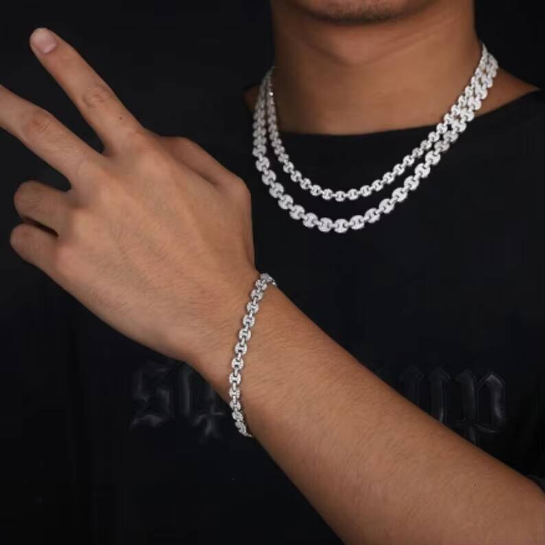 Pass Diamond Tester Cuban Link Chain 6MM Hiphop Jewelry 925 Silver Pig Nose VVS Iced Out Moissanite Cuban Chain